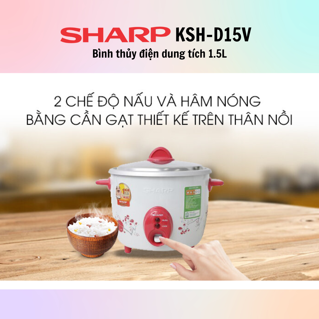 Nồi Cơm Điện Nắp Rời Sharp KSH-D15V (1.5L) - Màu Ngẫu Nhiên -  Hàng Chính Hãng