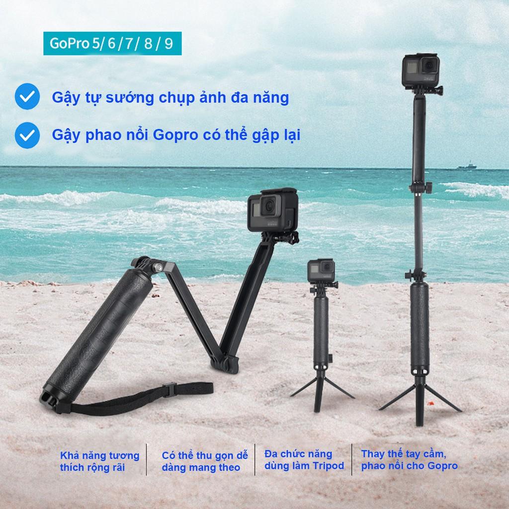 Gậy gấp 3 khúc 3-Way thiết kế tiện lợi có thể gấp gọn làm tay cầm, làm tripod dành cho máy quay GoPro và máy quay hành trình