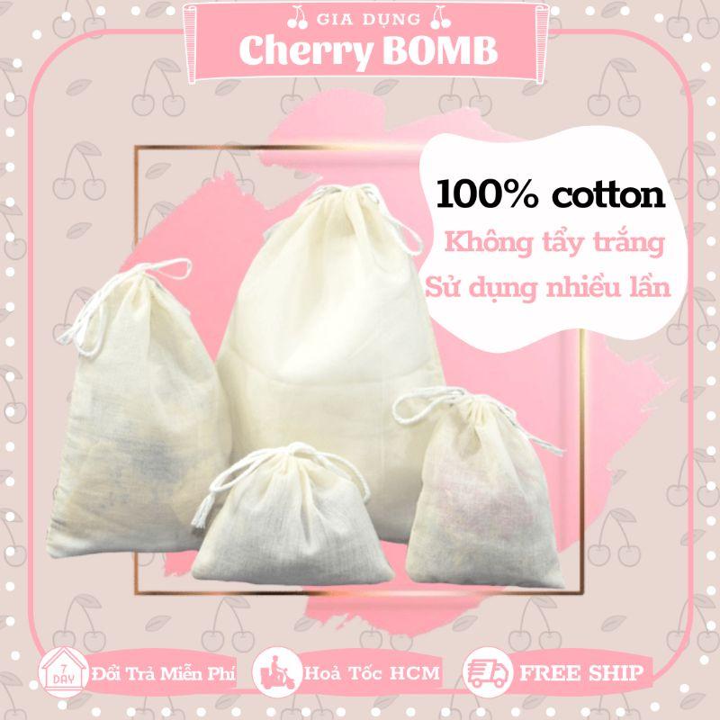 Túi Lọc Vải Cotton 100% Không Tẩy Trắng Chuyên Dùng Đun Nấu Trà , Cà Phê , Lọc Gia Vị Nấu Ăn - Đủ Size