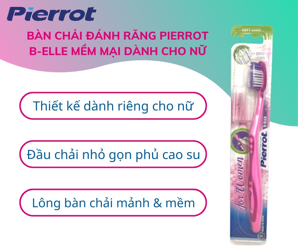 [ Mua 2 tặng 1 set kit ] Bàn chải đánh răng Pierrot B-Elle mềm mại dành cho nữ