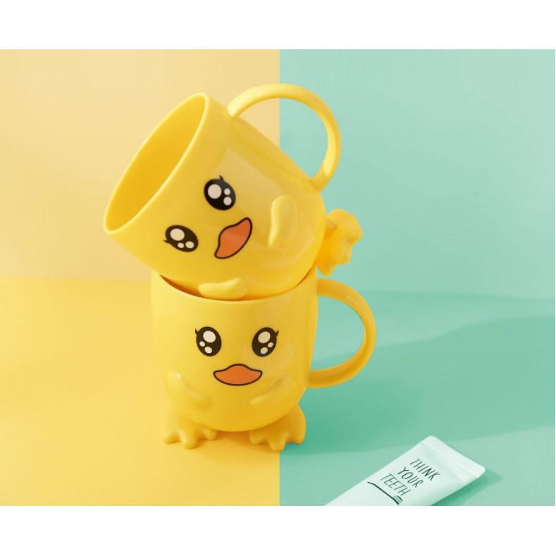 Cốc đánh răng, cốc uống nước cho bé hình vịt vàng siêu đáng yêu cốc to đẹp VINKID