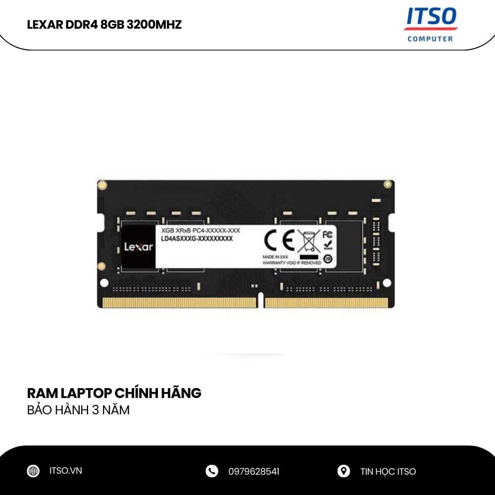 Ram laptop Lexar 8GB DDR4 3200Mhz (LD4AS008G-B3200GSST) - Hàng chính hãng