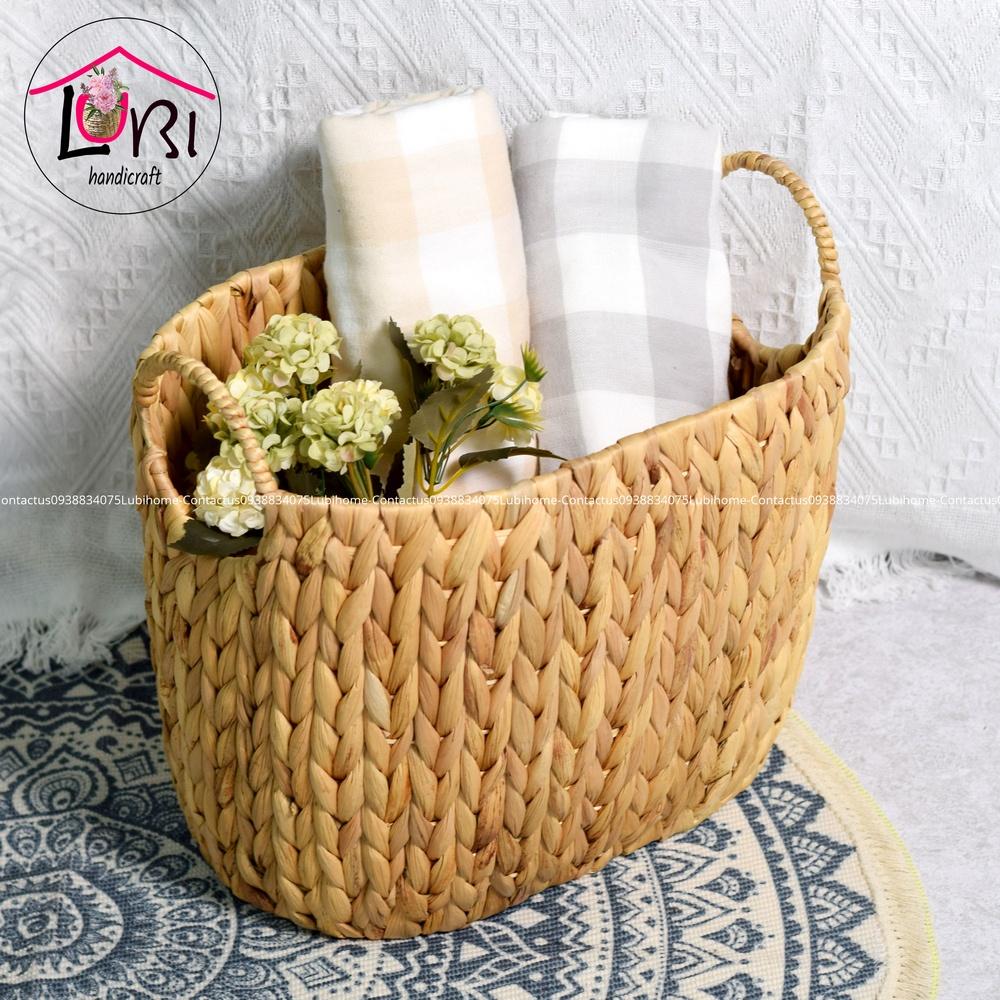 Lubihandicraft - Sọt đựng đồ đan lục bình hình oval bộ 4 - xinh xắn, mộc mạc