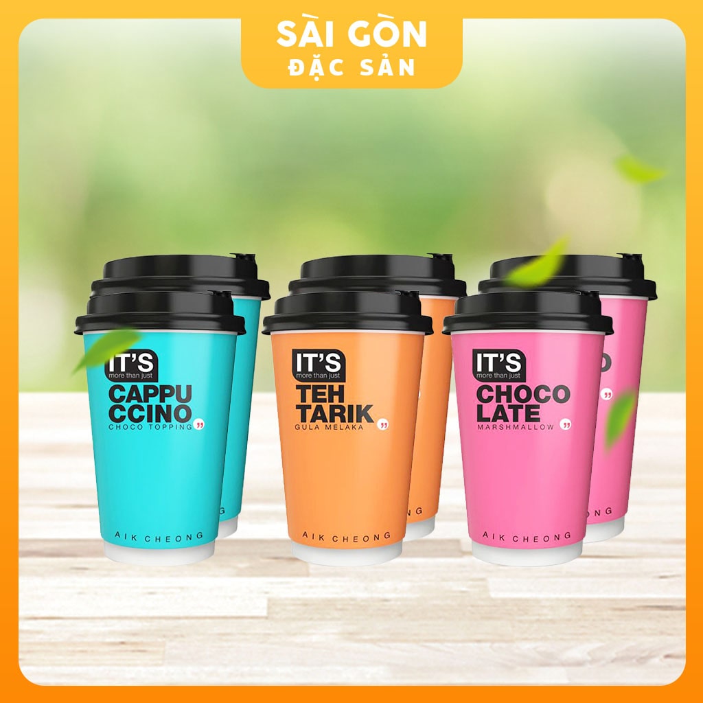 Set 3 Ly Đồ Uống It's Cup Aik Cheong 3 Vị Capuchino, ChoCoLate, Tehtarik