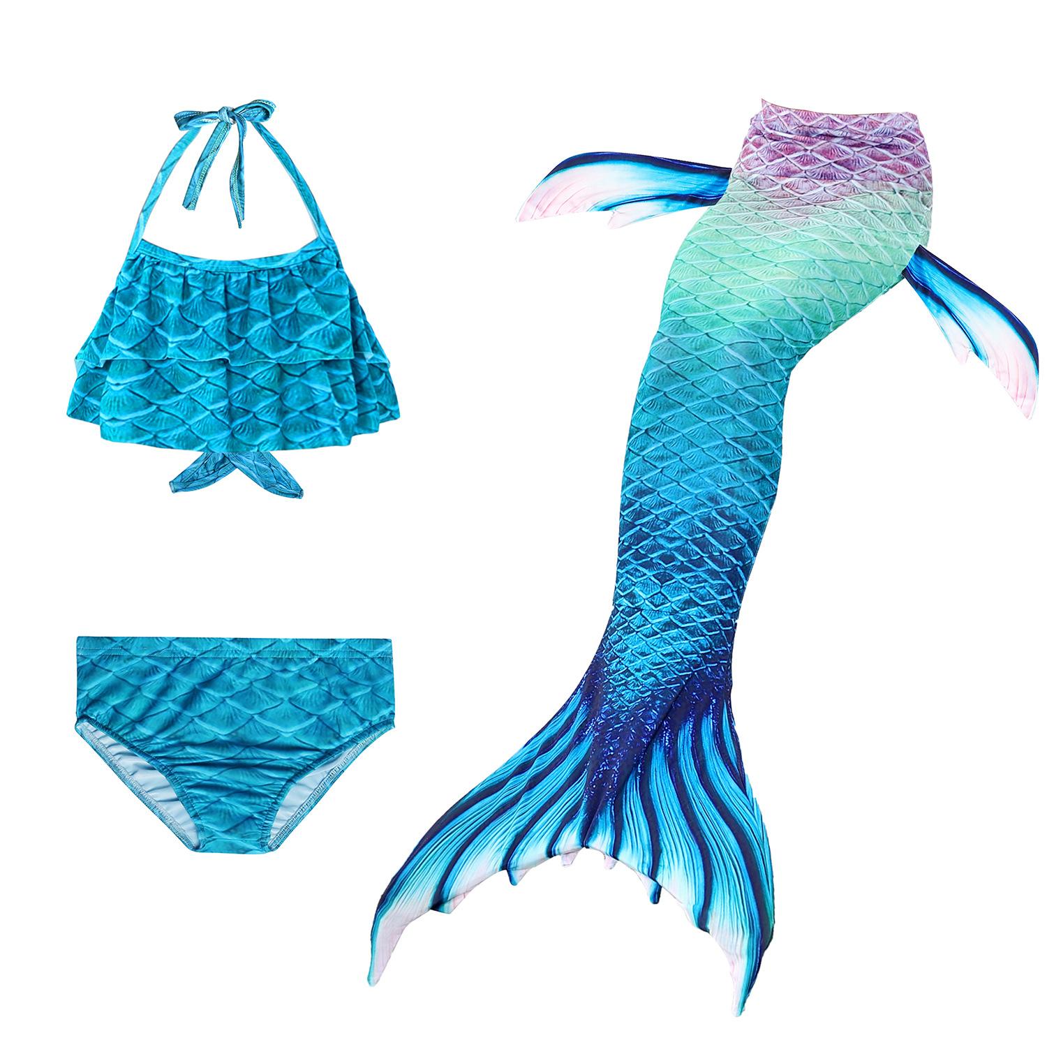 Trẻ Em Bé Gái Ba Bộ Nàng Tiên Cá Đuôi Đồ Bơi Bikini Trẻ Em Hot MÙA HÈ Đồ Bơi Cho Đảng Trang Phục Hóa Trang