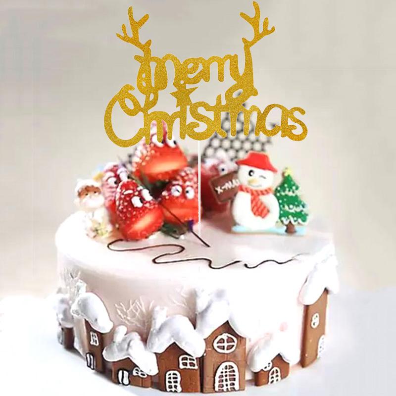 Que Cắm Trang Trí Bánh Kem Hình Chữ Merry Christmas