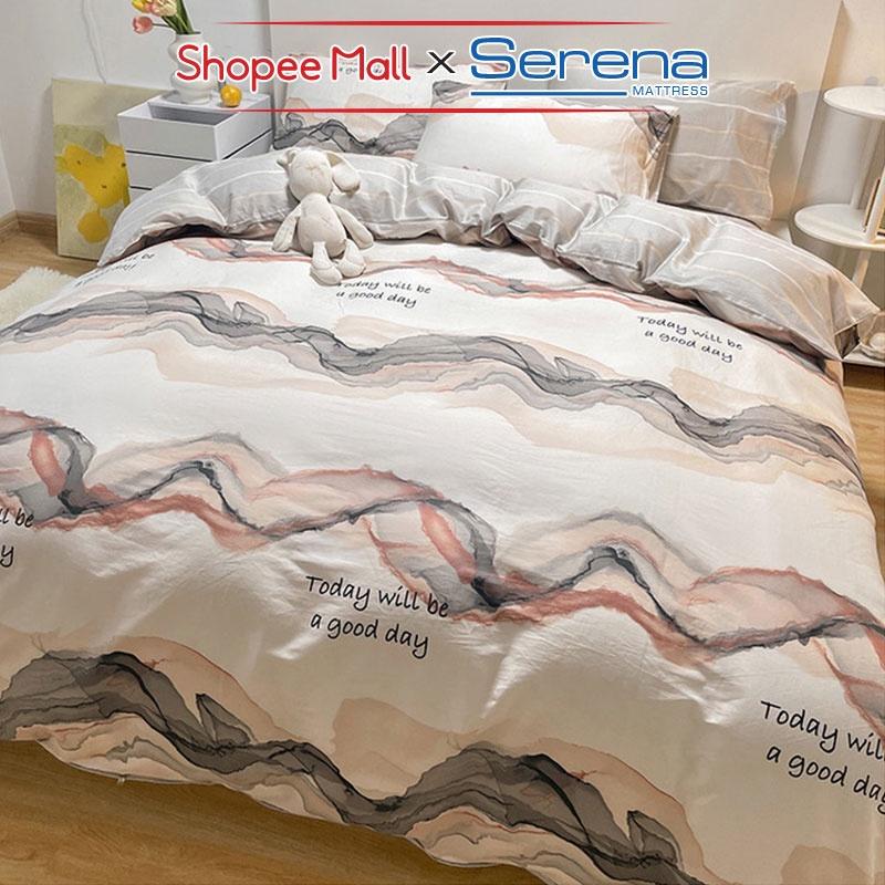 Chăn Ga Gối Nệm 5 Món Cotton Living SERENA Chính Hãng Bộ Ra Grap Gối Đệm Nệm Trải Phủ Bọc Giường Trần Bông Cao Cấp Full
