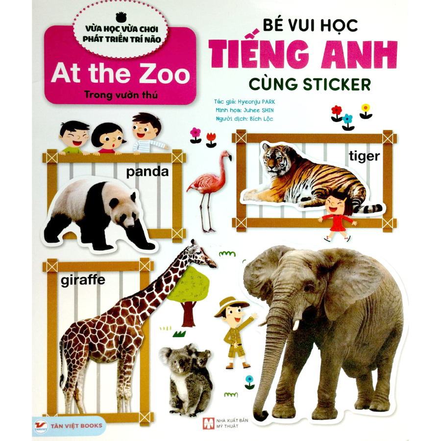 Combo: Bé vui học tiếng anh cùng Sticker: Số đếm và Màu sắc + Trong vườn thú + Bảng chữ cái + Một ngày của tớ + Những từ vựng đầu tiên