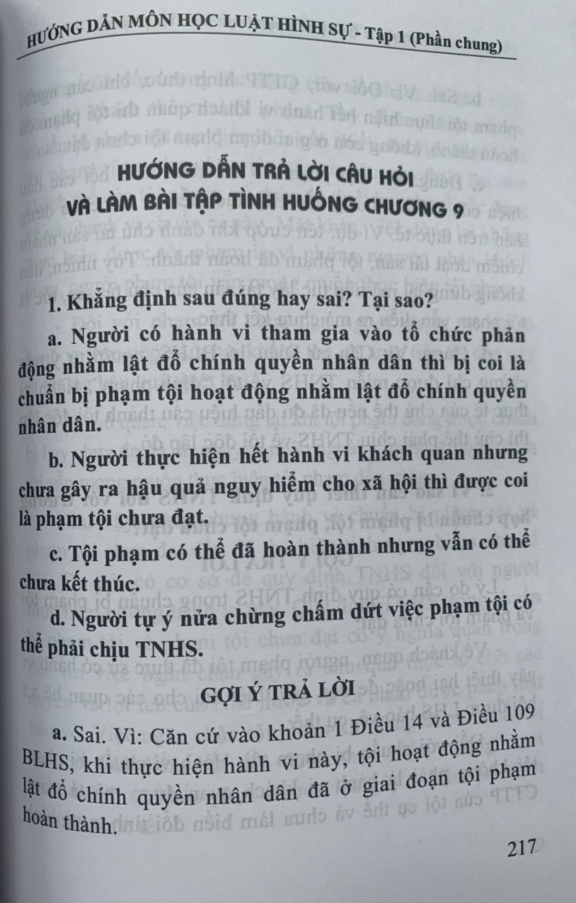 Hướng dẫn môn học Luật hình sự - Tập 1