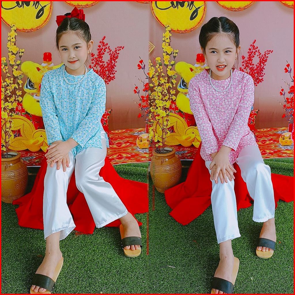 Bộ Áo Bà Ba Tặng Kèm Vòng Chuỗi Hạt Dễ Thương Cho Bé Gái 15kg-40kg BXG531