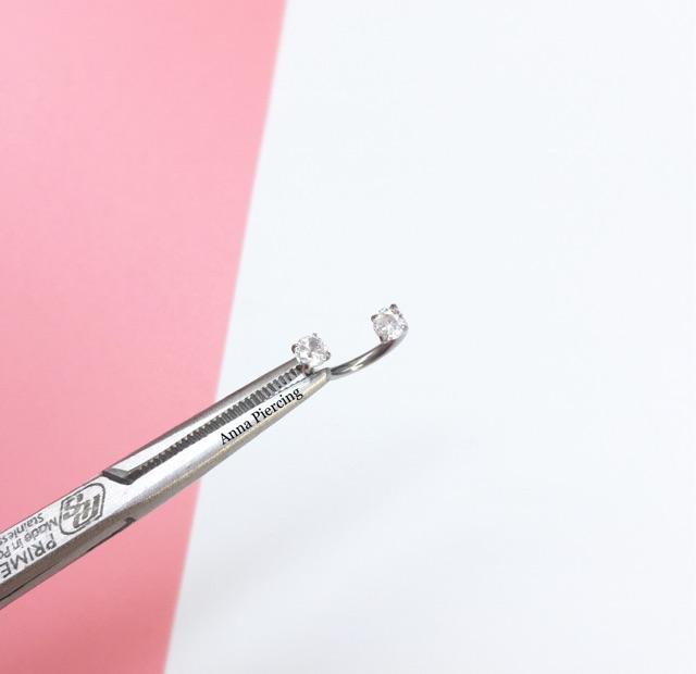 Khuyên mũi chữ U đá trấu bằng thép y tế xỏ khuyên piercing - XUÂN SHOP