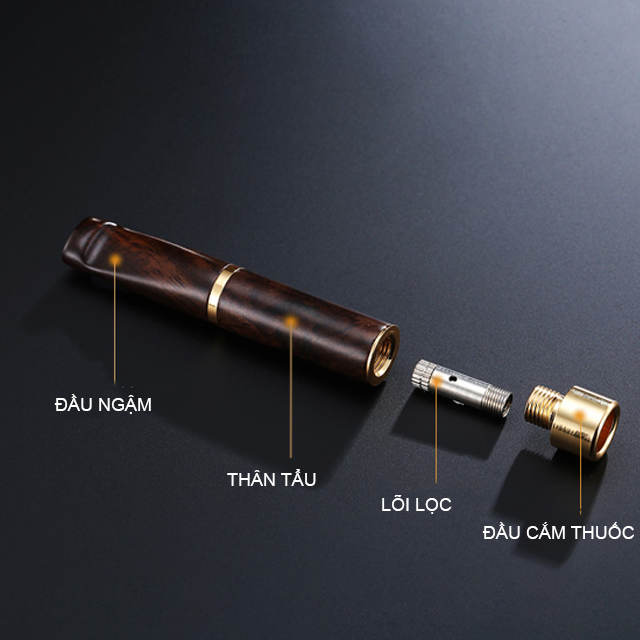 Tẩu Lọc Thuốc Cầm Tay Gỗ Đàn Hương Cao Cấp ZB-256 - Quà tặng cho sức khỏe nam giới ( giao họa tiết ngẫu nhiên )