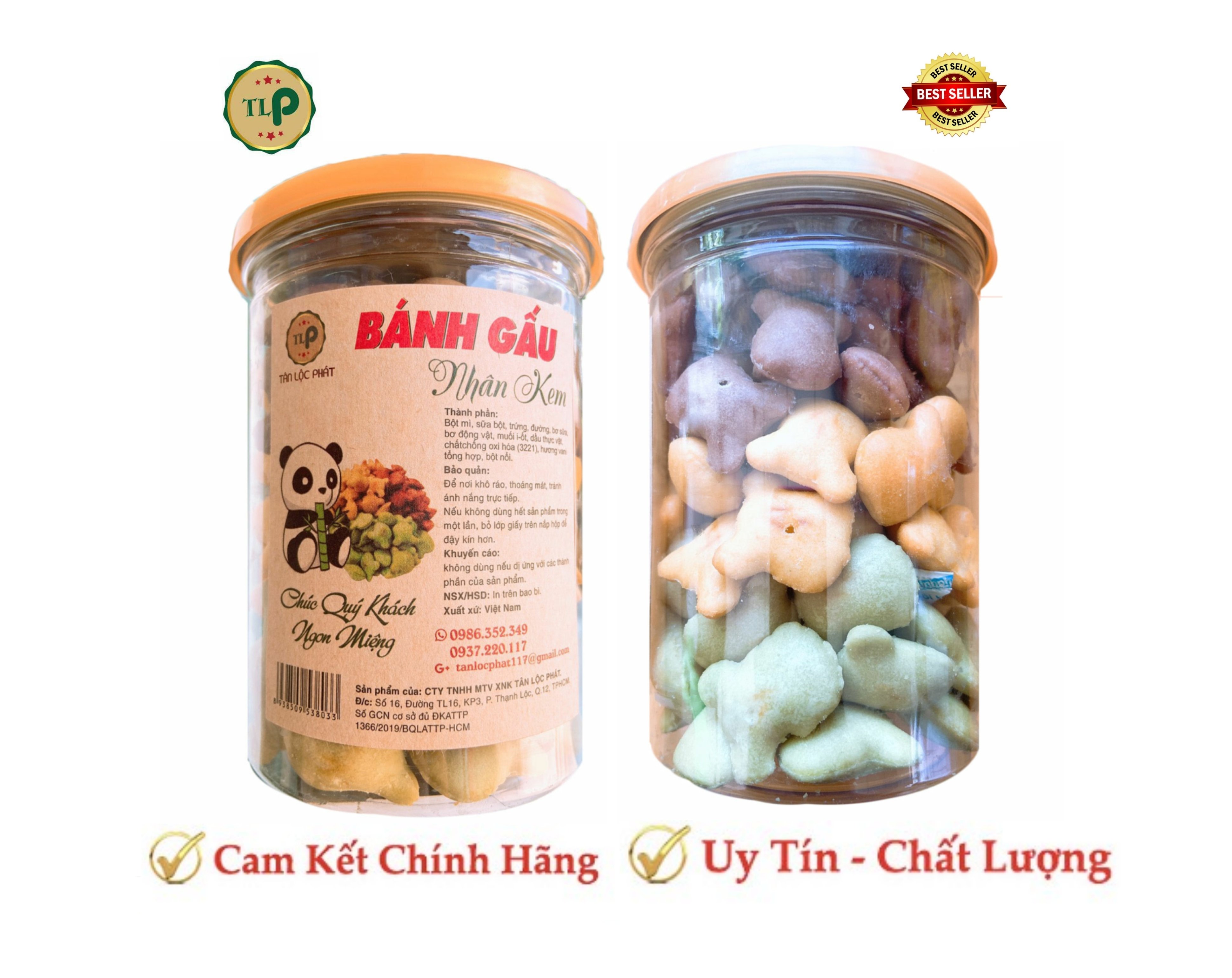 BÁNH GẤU NHÂN KEM MIX 3 VỊ TÂN LỘC PHÁT COMBO 1KG - MỖI HŨ 500G