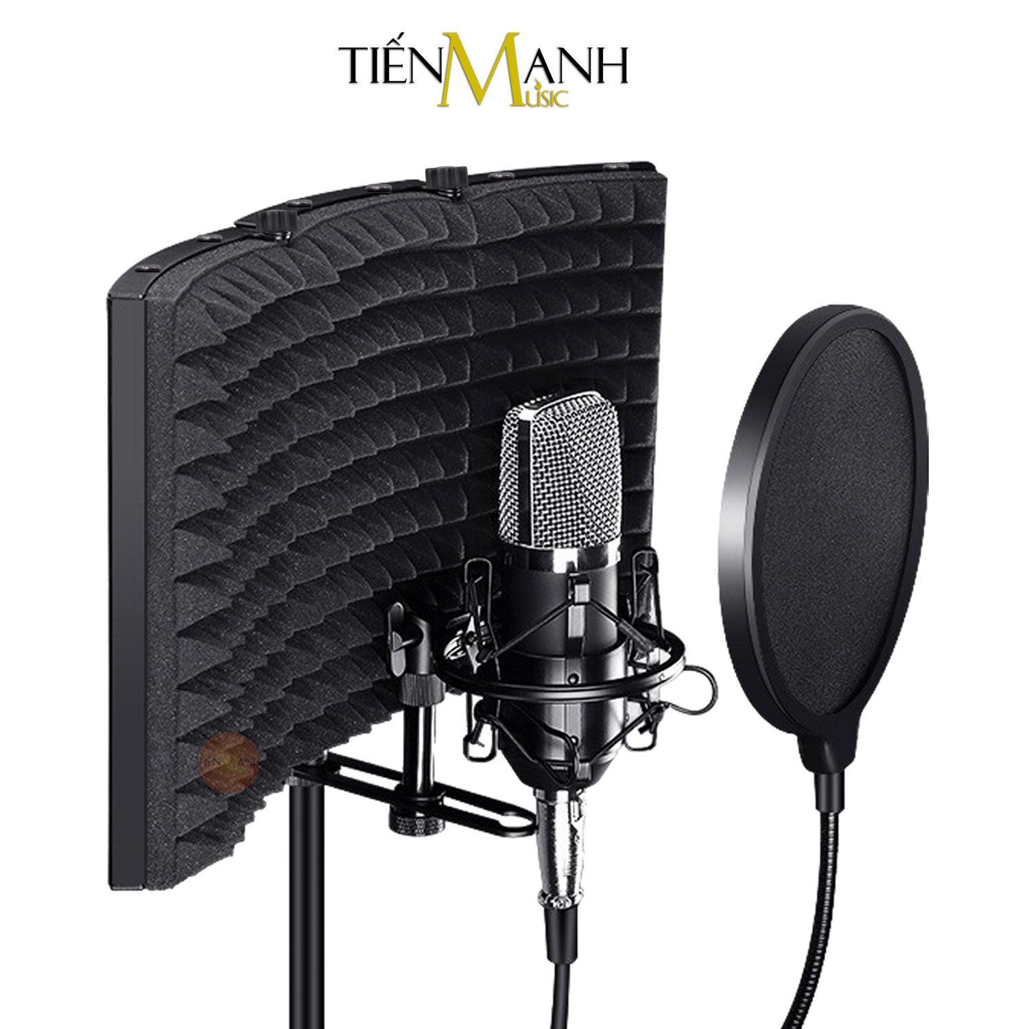 Màng Vách Chắn Tiêu Âm Cho Micro Phòng Thu Loại 3 Cánh Dr.Mic SIC-03N Mic Vocal Booth Màn Tấm Khung Vành Chống Dội, Vang, Tiếng Ồn Hàng Chính Hãng - Kèm Móng Gẩy DreamMaker