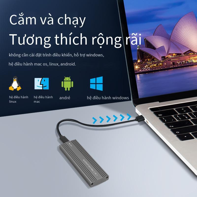 Khuyến mãi hộp đĩa cứng di động M.2 Hộp đĩa cứng kép giao thức kép PCIe NVMe và NGFF SATA tốc độ cao 10Gbps