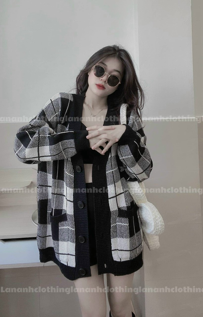 ÁO LEN KHOÁC CARO UNISEX NAM NỮ FORM RỘNG BIG SIZE CARDIGAN ÁO LẠNH DẠO PHỐ GIÁNG SINH NOEL ÁO ĐÔI ÁO CẶP