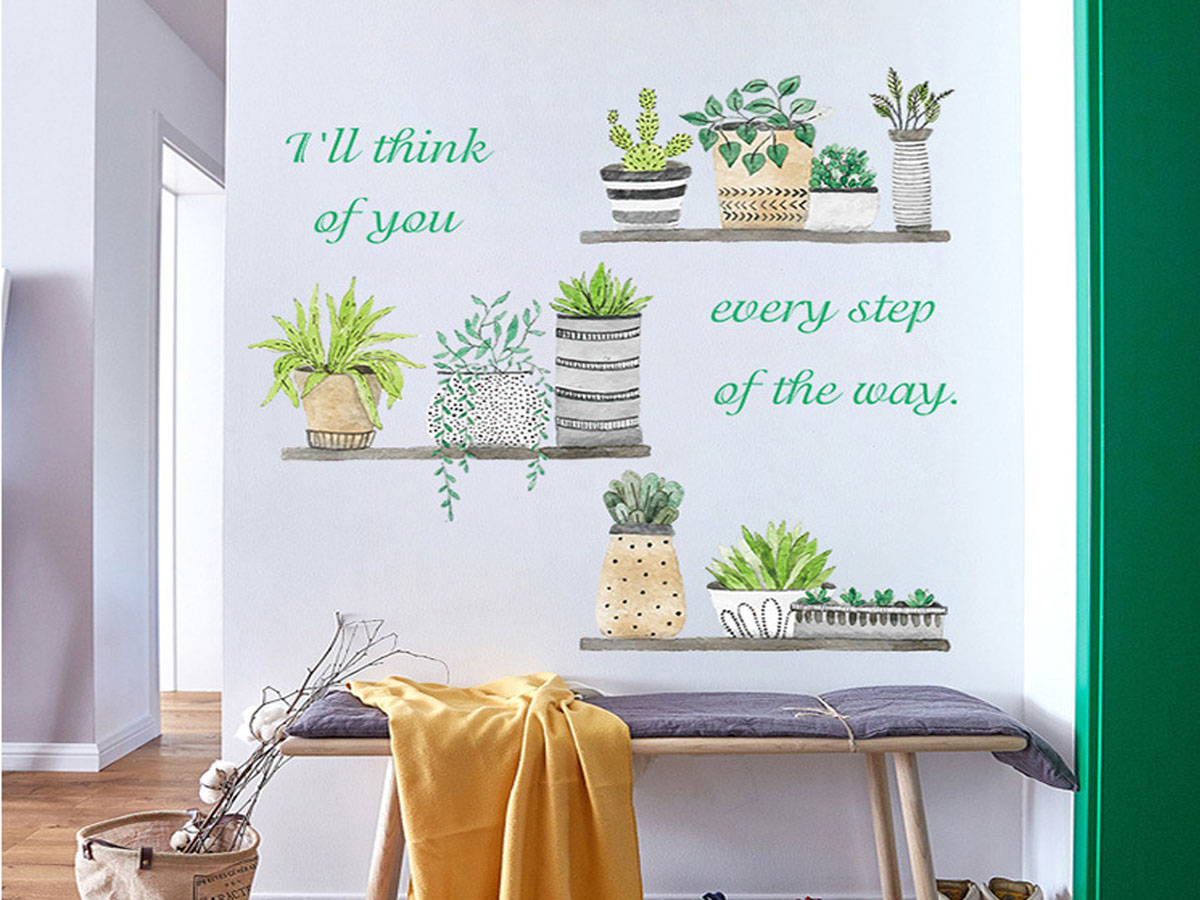 Decal dán tường kệ chậu hoa nhỏ sk6057