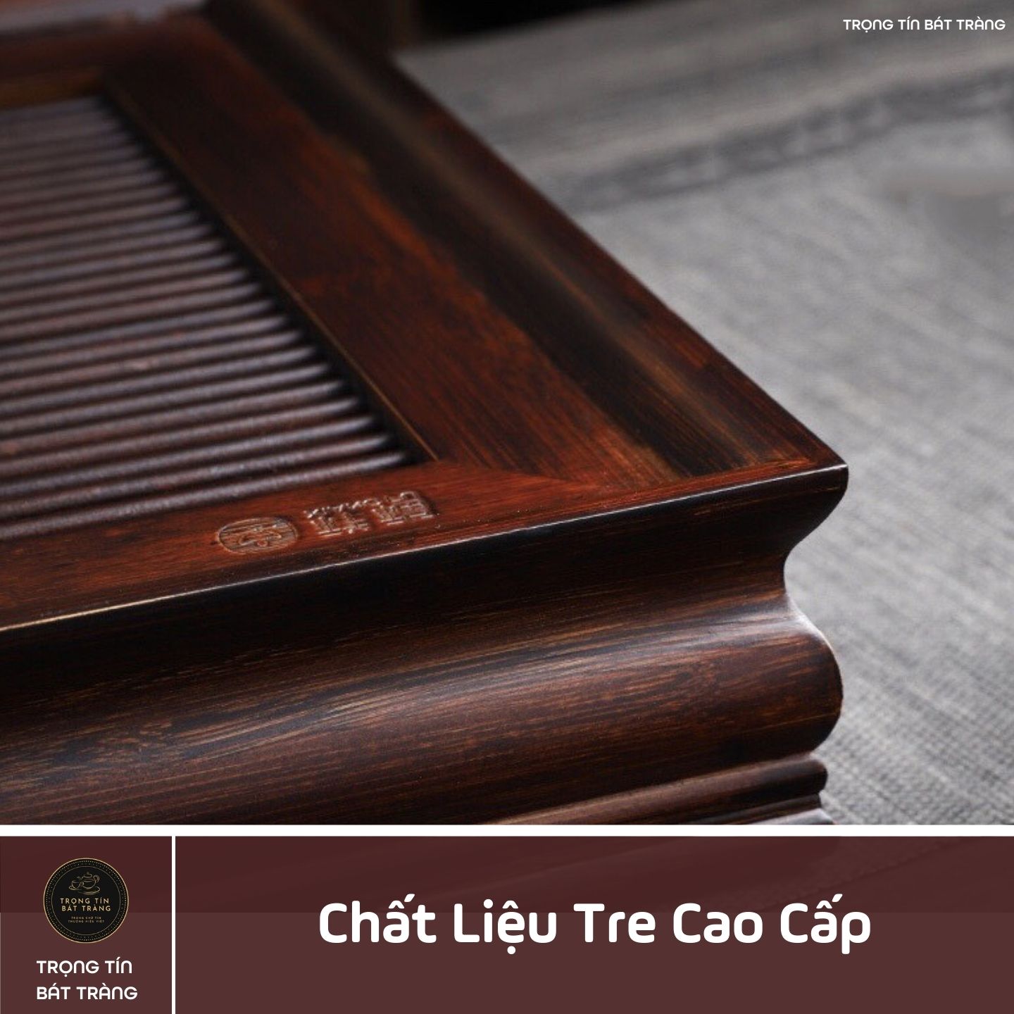 Khay Trà Tre Cao Cấp Mặt Trăng Chữ Nhật Kích Thước 50*33*6,8 KT 01