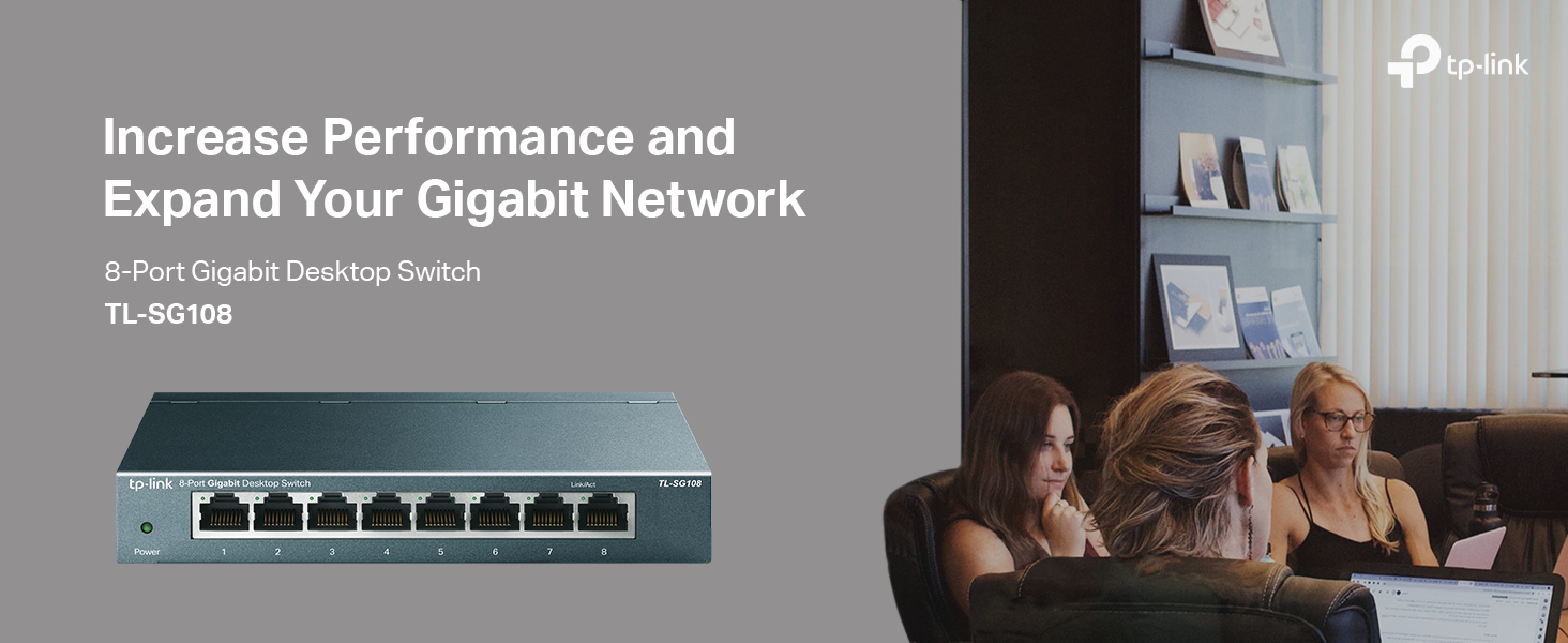 Switch TP-Link TL-SG108 Gigabit Hàng Chính Hãng - 8 cổng RJ45 10/100/1000Mbps, Vỏ Kim Loại