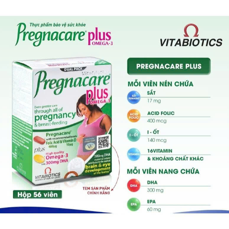 Viên Uống Cho Mẹ Bầu Vitabiotics PREGNACARE PLUS OMEGA-3 Hộp 56 Viên