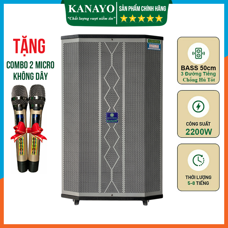 Loa kéo karaoke Kanayo K-2200 bass 50 3 đường tiếng công suất lớn 2200 Watt | Hàng chính hãng chất lượng cao, lắp ráp tại Việt Nam