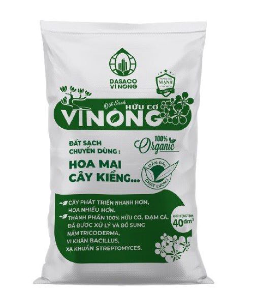 Đất hữu cơ Vì Nông hoa mai và cây kiểng, bổ sung đạm cá, đất sạch trồng cây, đất trồng cây