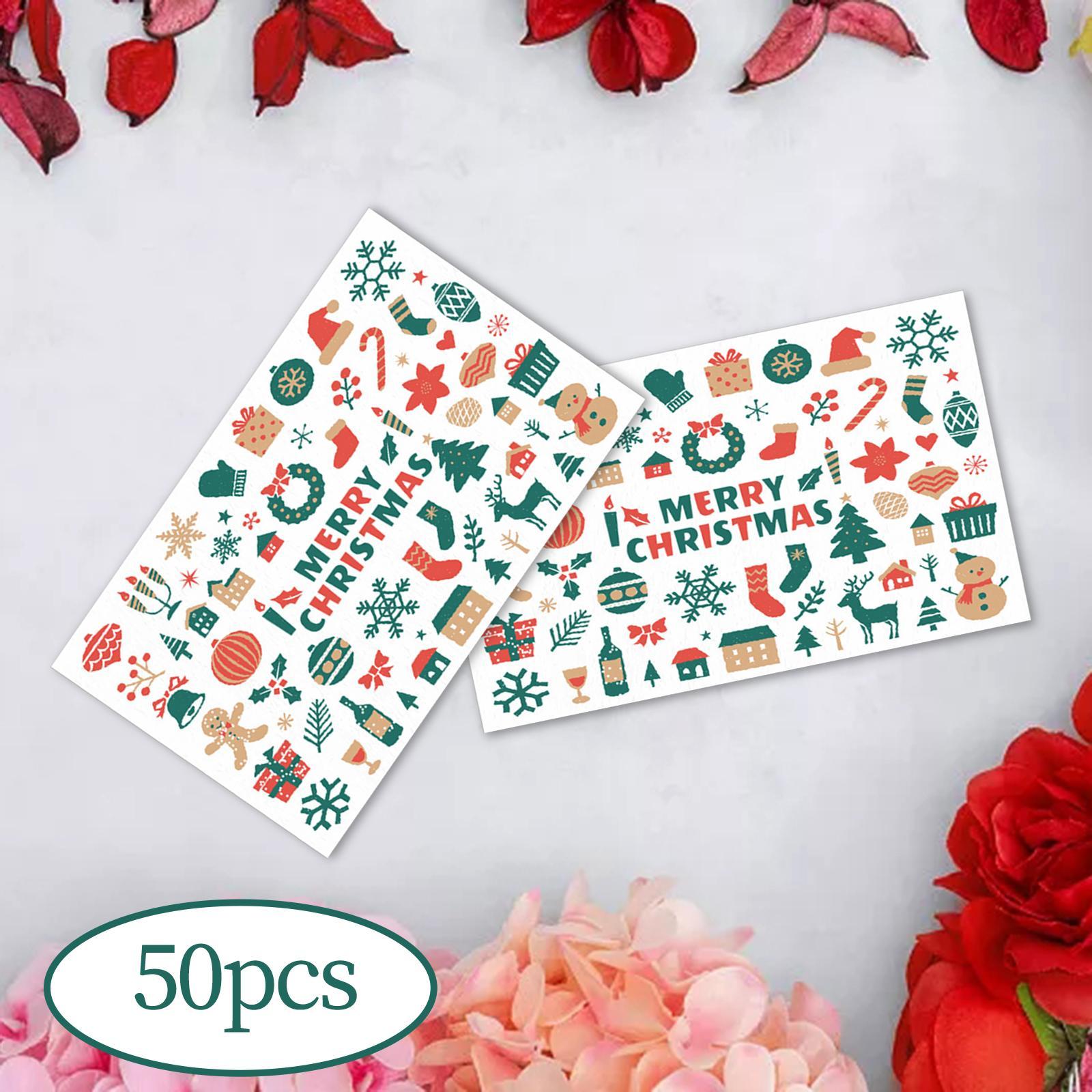 50Pcs Christmas Cards Greeting Presents Cards Snowman Reindeer Gift Crafts Xmas Cards for Holiday Wedding Birthday Festival
