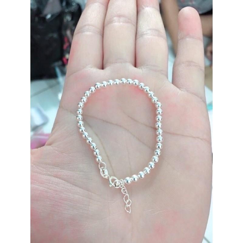 Lắc tay nữ bạc ta- lắc tay bi tròn 3 ly có bảo hành