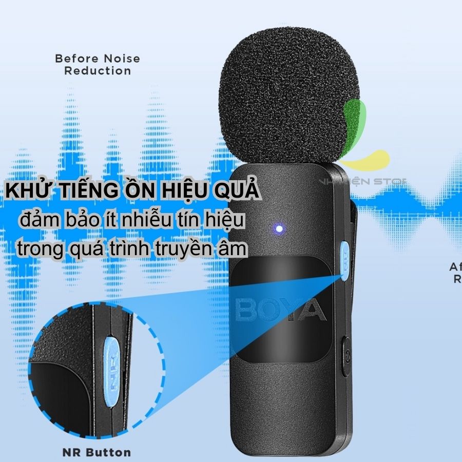 Micro thu âm không dây Boya BY-V20 - Micro cài áo nhỏ gọn sử dụng cho hệ điều hành Android khả năng chống ồn hiệu quả - Hàng chính hãng