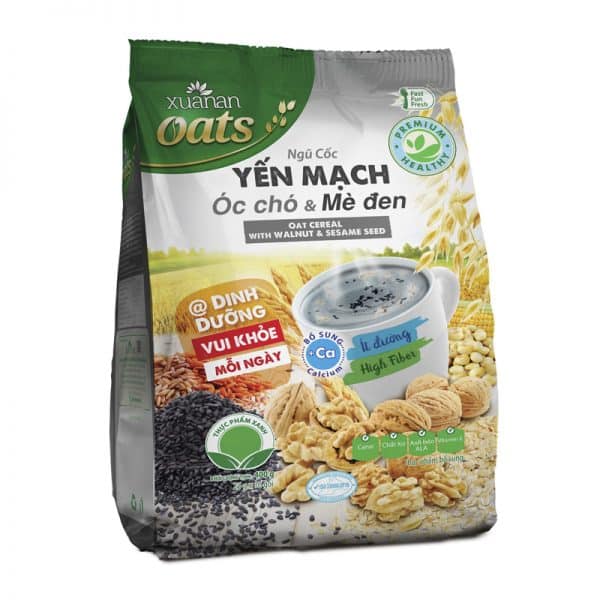 Combo Ngũ Cốc Óc Chó Mè Đen+Gạo Lức Huyết Rồng+Yến Mạch Hạnh Nhân[ít đường 400gr](Tặng Kèm 2 Túi Yến Mạch 150G)