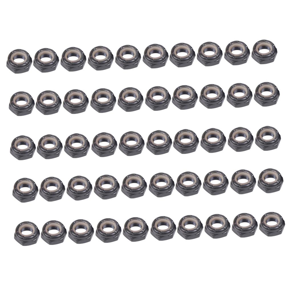 50 Pieces Skateboard Longboard Trucks Wheels Replacement Axle Nuts Hardware