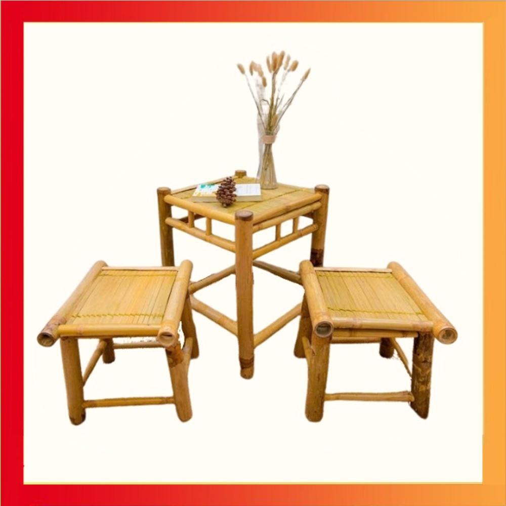 Combo bàn ghế tre nhỏ gọn đơn giản, phù hợp mọi không gian decor gia đình / ban công