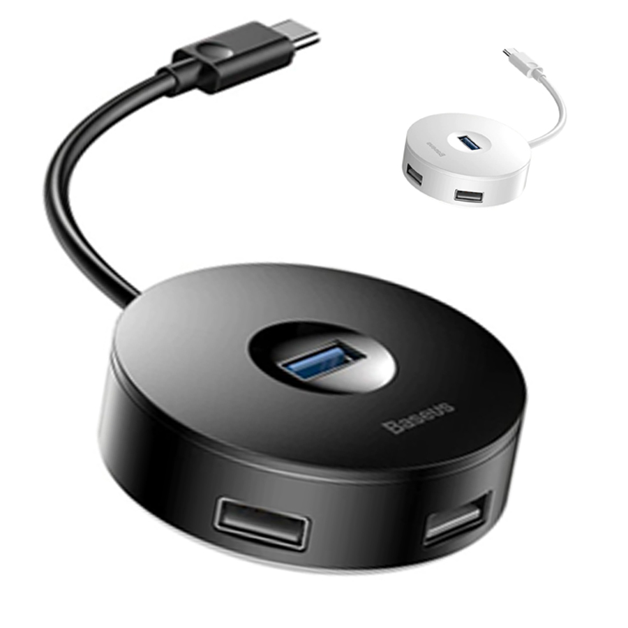 Hub chuyển cổng Type C to USB 3.0 có hỗ trợ ổ đĩa/ Hub cho Samsung/Oppo/Xiaomi- Hub Baseus Round Box 4 in 1- Hàng Chính Hãng