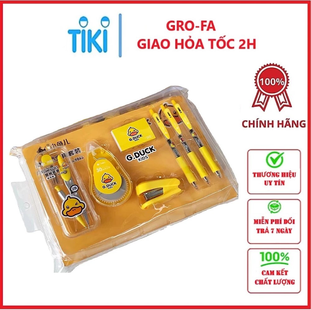 Bộ dụng cụ học tập con vịt vàng 7 món