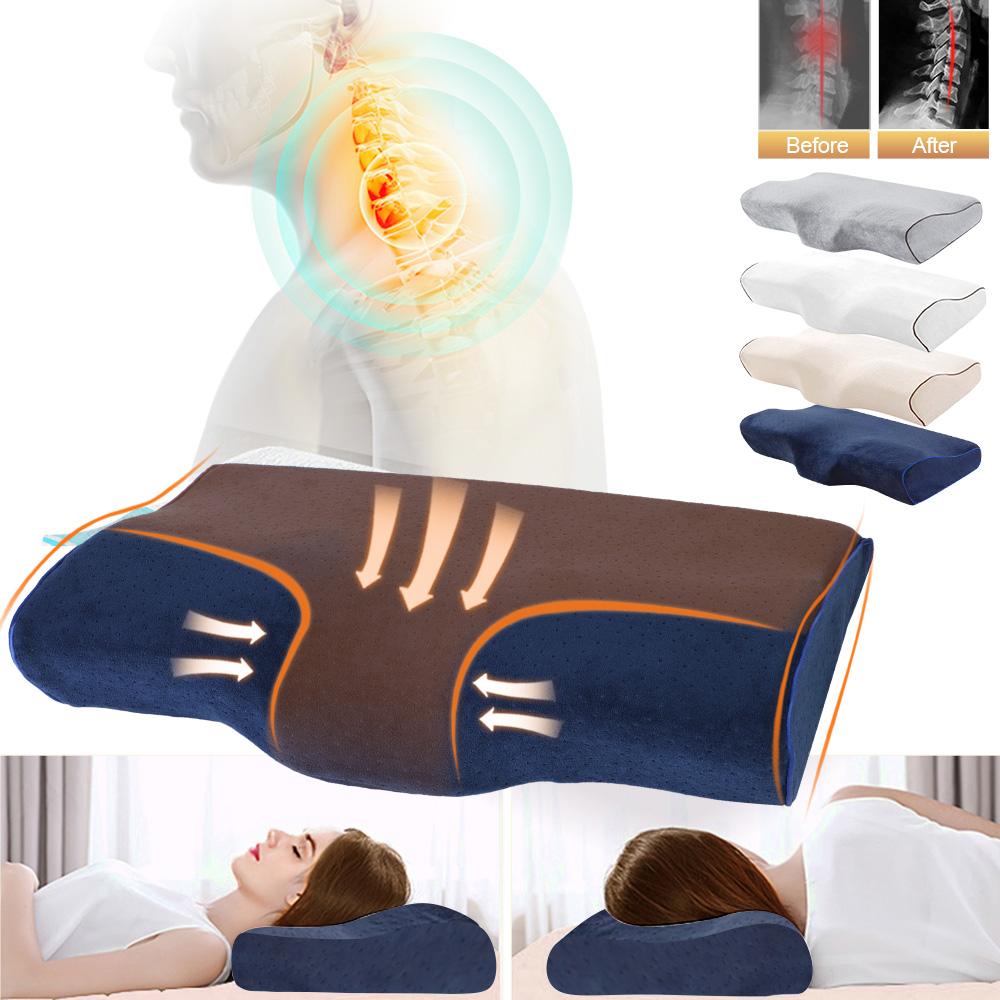 Mút Chăn Ga Gối Chỉnh Hình Gối Cổ Hình Bảo Vệ Đàn Hồi Chậm Cổ Tử Cung Cho Đau Cổ Thư Giãn Ngủ Nhà Dệt