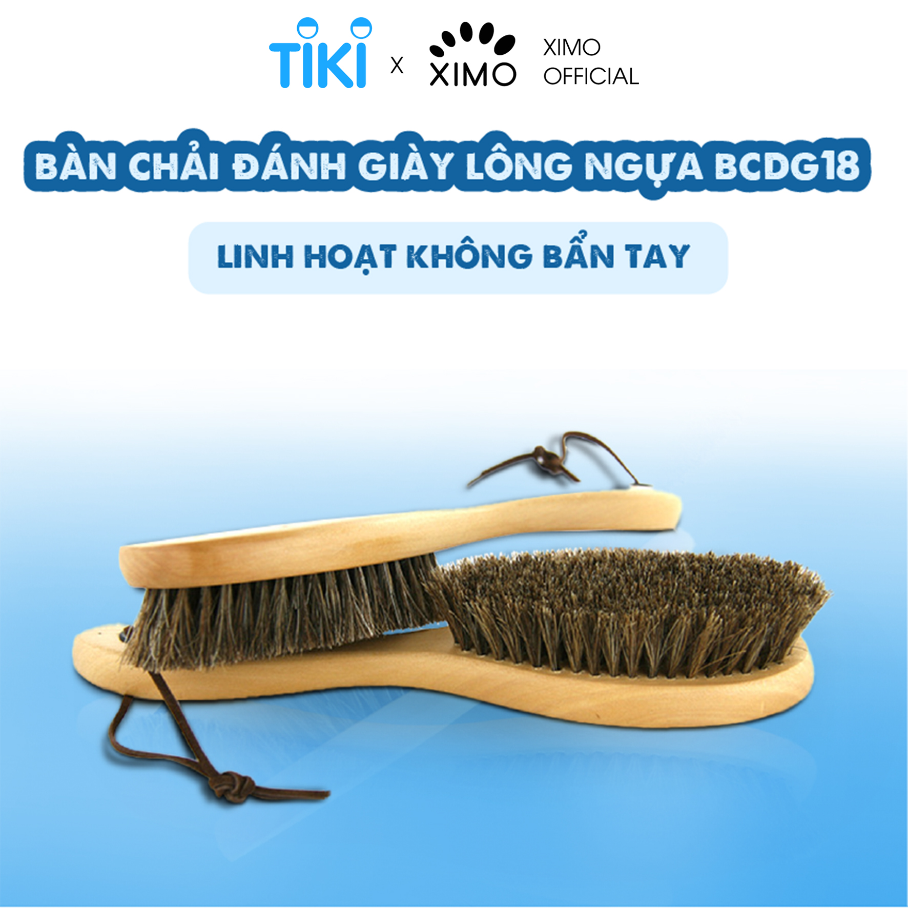 Bàn chải đánh giày XIMO làm từ lông ngựa linh hoạt giúp không bị bẩn tay (XBCDG18)
