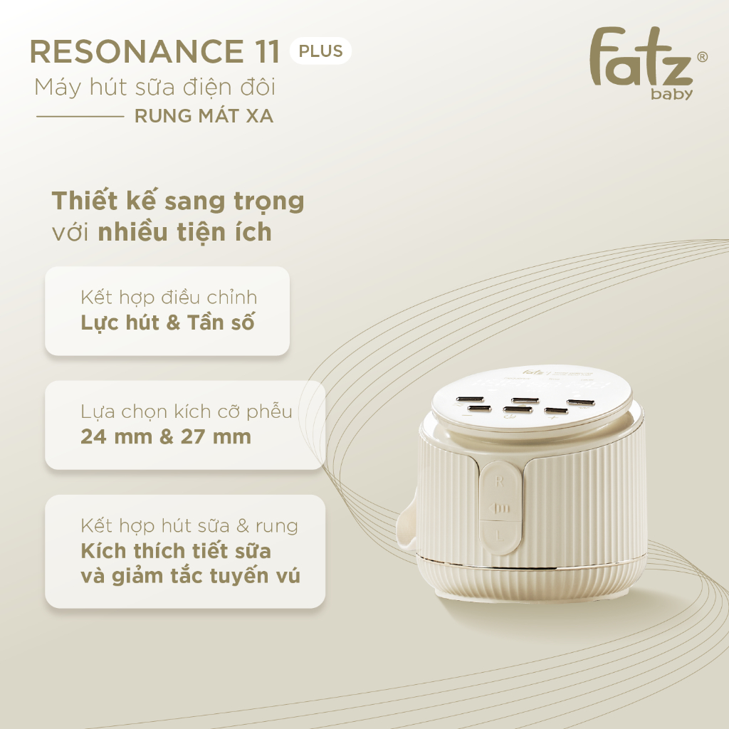 Máy hút sữa điện đôi rung mát xa Fatzbaby Resonance 11 Plus – FB1230BT Hàng Chính Hãng