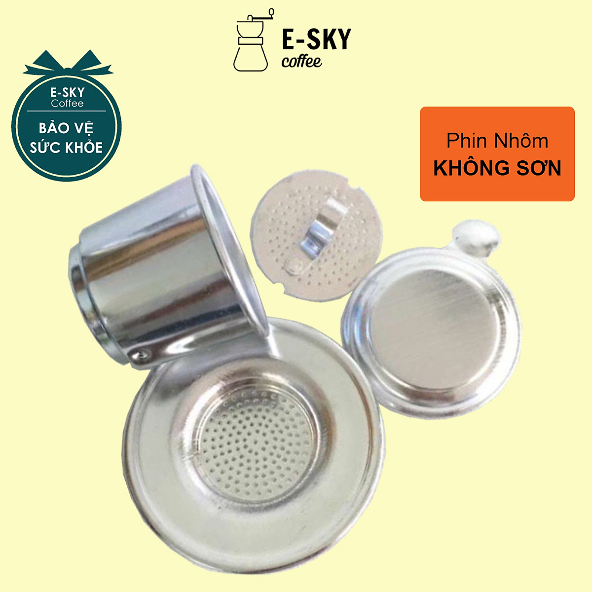 Phin Cà Phê Nhôm Nguyên Chất Không Sơn E-SKY COFFEE Size lớn - 9cm - BTL