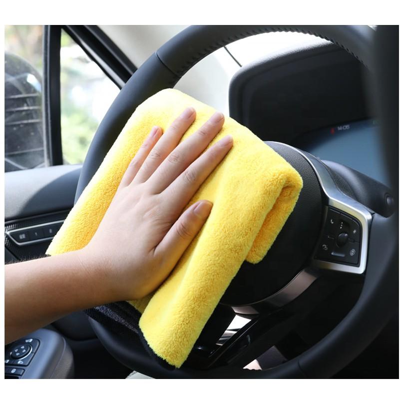 Khăn lau đa năng Microfiber 30x40cm - 2 Mặt HÀNG LOẠI 1 siêu dày dặn thấm hút không rụng lông - Chuyên dụng cho ô tô