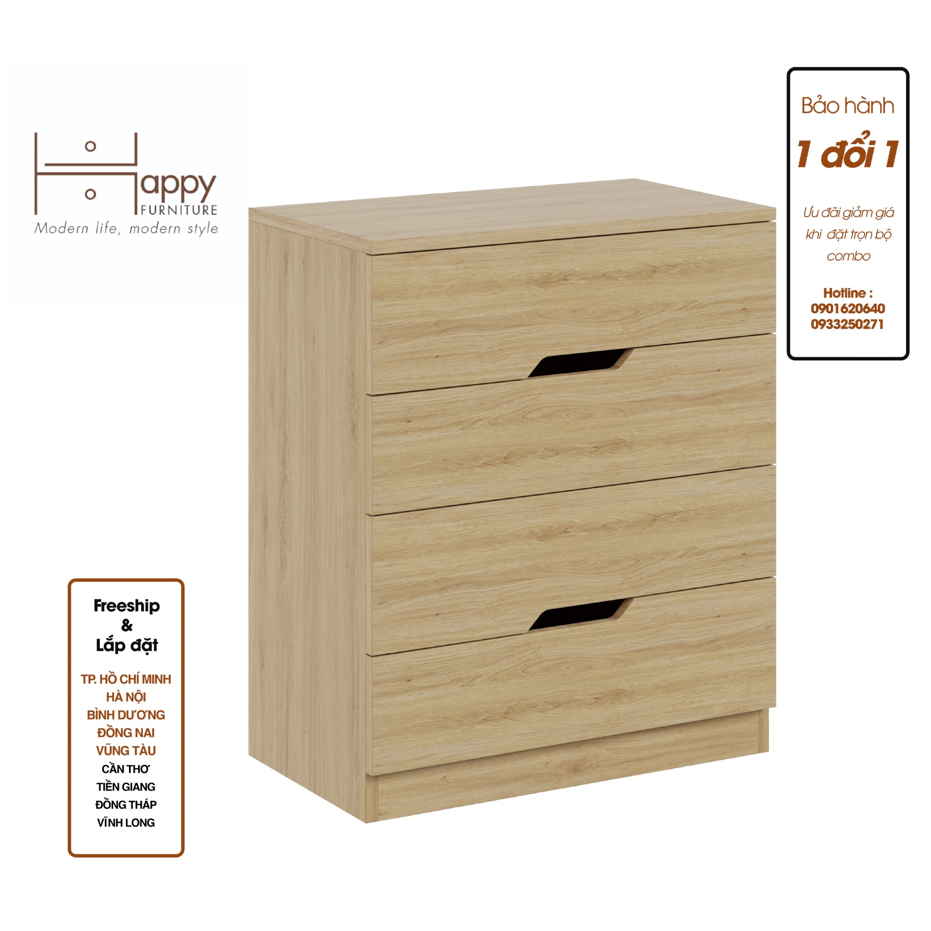 [Happy Home Furniture] DASH , Tủ đựng đồ - 4 ngăn kéo , 60cm x 35cm x 72cm ( DxRxC), THK_055