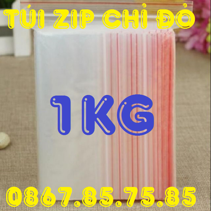 1Kg Zip Viền chỉ đỏ đựng thực phẩm, Bột, Linh Kiện tiện dụng, Khóa Zipper Chắc Kín Hơi, Túi dày đẹp chất lượng, Bao Bì Thương Nguyễn