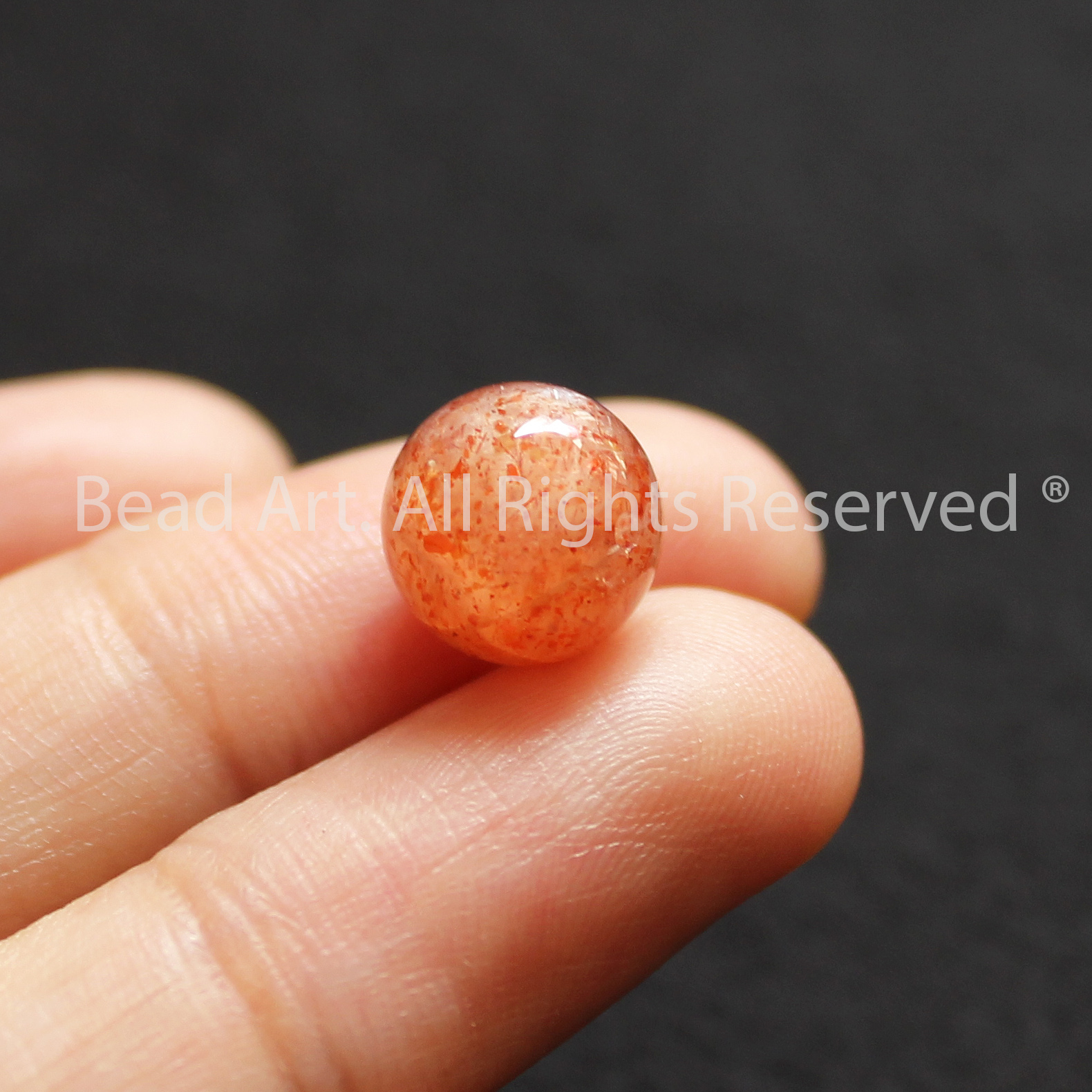 9MM Đá Sunstone, Đá Mặt Trời Tự Nhiên Màu Cam Loại A, Đá Phối Vòng Tay Phong Thuỷ, Chuỗi Hạt, Mệnh Hoả, Thổ - Bead Art