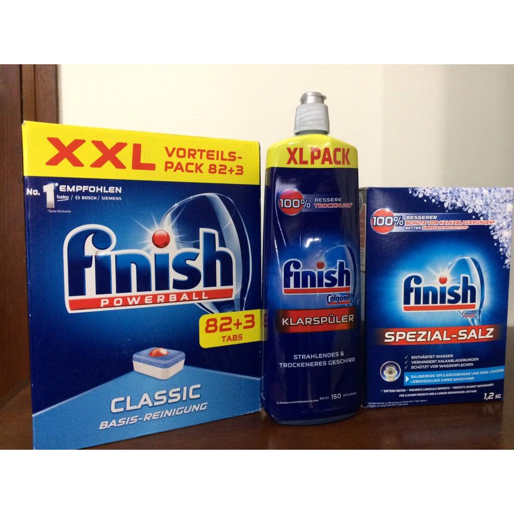 Combo Viên Finish 85 viên + Muối Finish 1.2kg + Nước làm bóng Finish 400ml