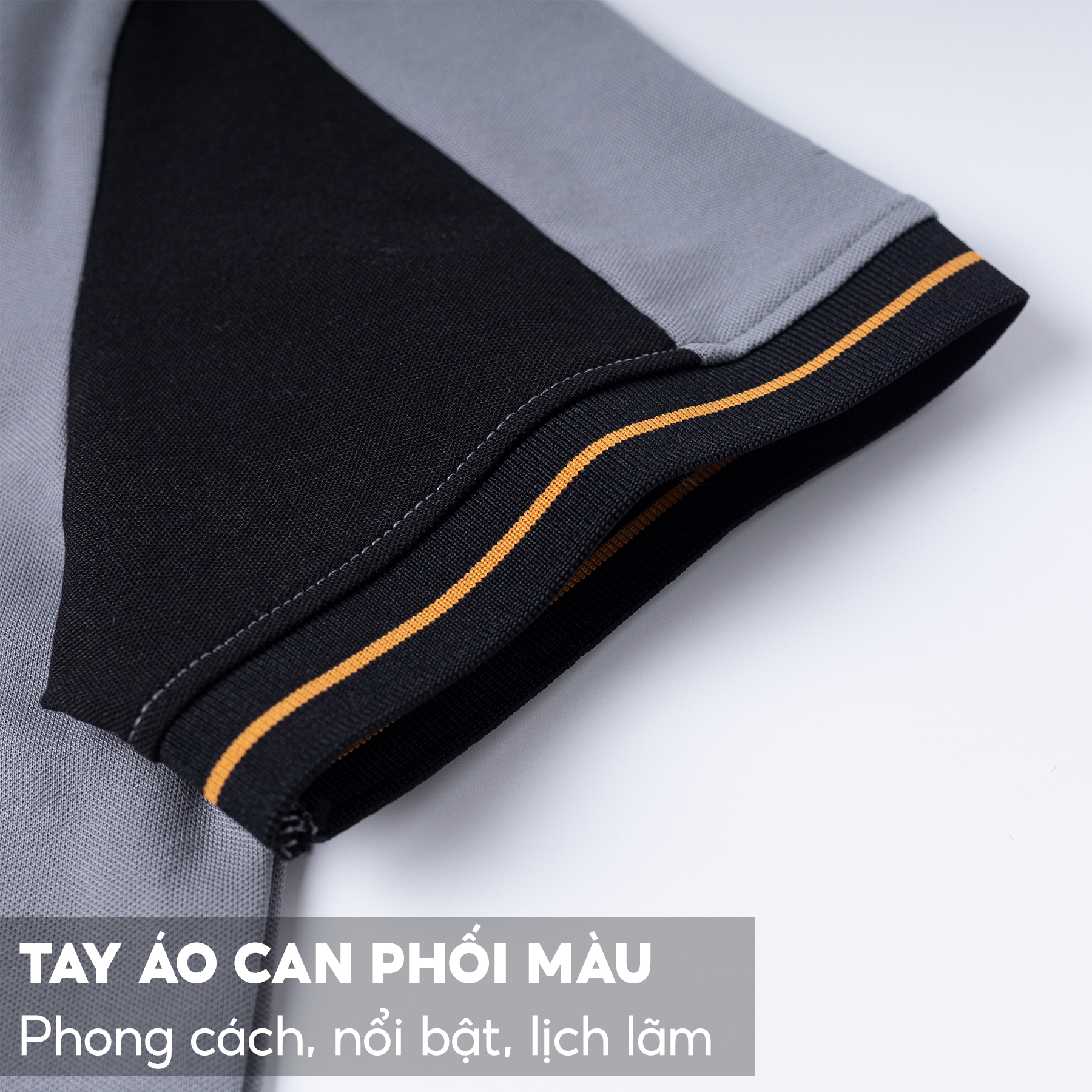 Áo Polo Nam 5S PROTECT Premium, Mềm Mịn, Thấm Hút, Thiết Kế Phối Màu Tay Áo, In Chữ Trẻ Trung, Lịch Lãm