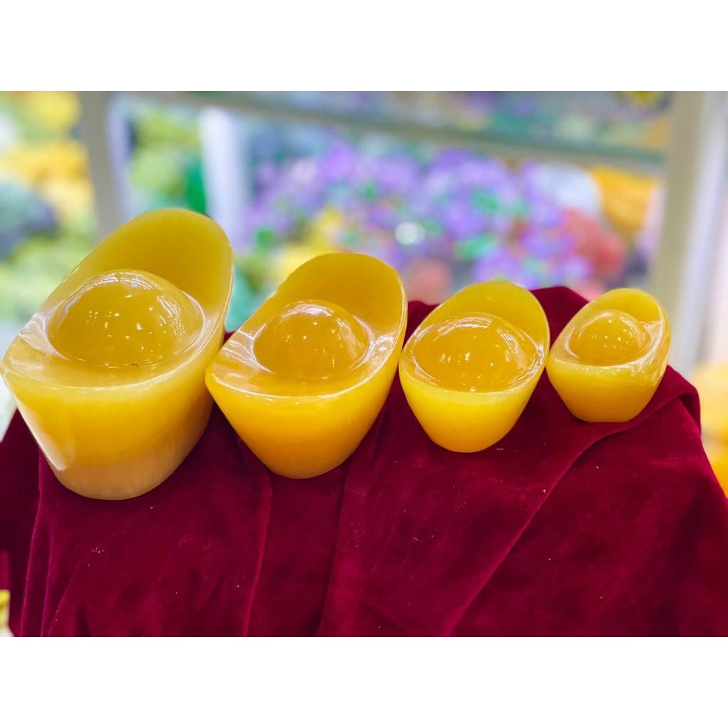 Thỏi Vàng Kim Nguyên Bảo, Trĩnh Vàng Thần Tài Đá Ngọc Hoàng Long - Dài 12cm & 16cm