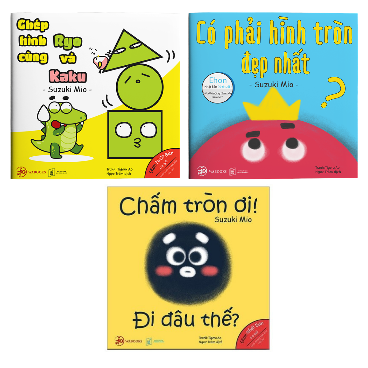 Ehon Nhật Bản - Điều Kỳ Diệu Từ Những Hình Khối - Combo Bộ Sách 3 Quyển  - "Có Phải Hình Tròn Là Đẹp Nhất"; "Chấm Tròn Ơi Đi Đâu Thế"; "Ghép Hình Cùng Ryo Và Kaku"