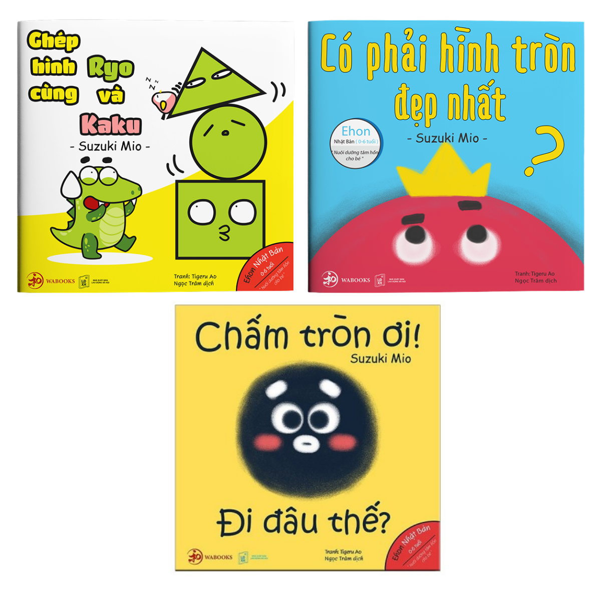 Ehon Nhật Bản - Điều Kỳ Diệu Từ Những Hình Khối - Combo Bộ Sách 3 Quyển (Bé 0-6 Tuổi) - &quot;Có Phải Hình Tròn Là Đẹp Nhất&quot;; &quot;Chấm Tròn Ơi Đi Đâu Thế&quot;; &quot;Ghép Hình Cùng Ryo Và Kaku&quot;