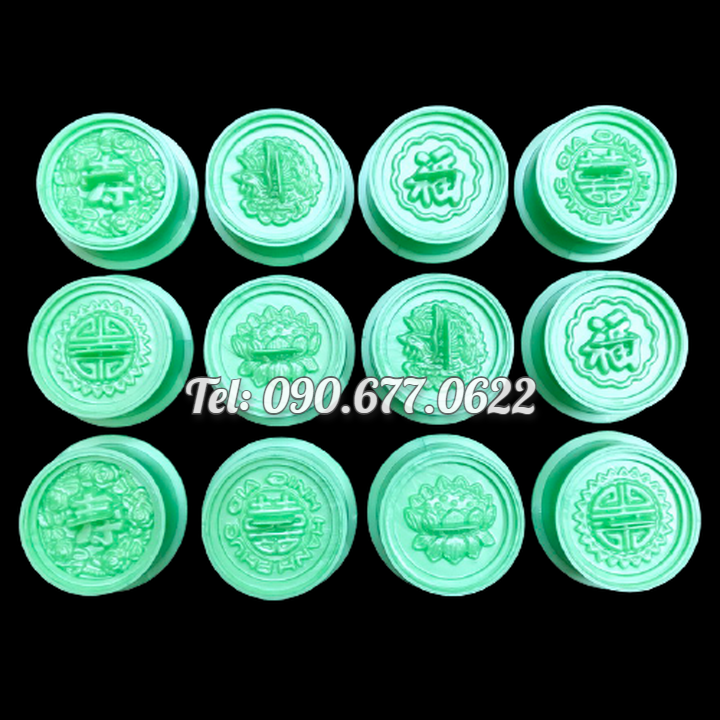Bộ 10 khuôn ép xôi, bánh in, bánh đậu xanh, bánh phục linh – Loại 7 cm - Mã số 1318