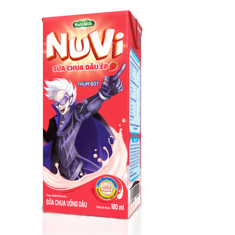 Thùng 48 hộp Nuvi Sữa chua uống Dâu TU.ND180TI 180ml NUTIFOOD