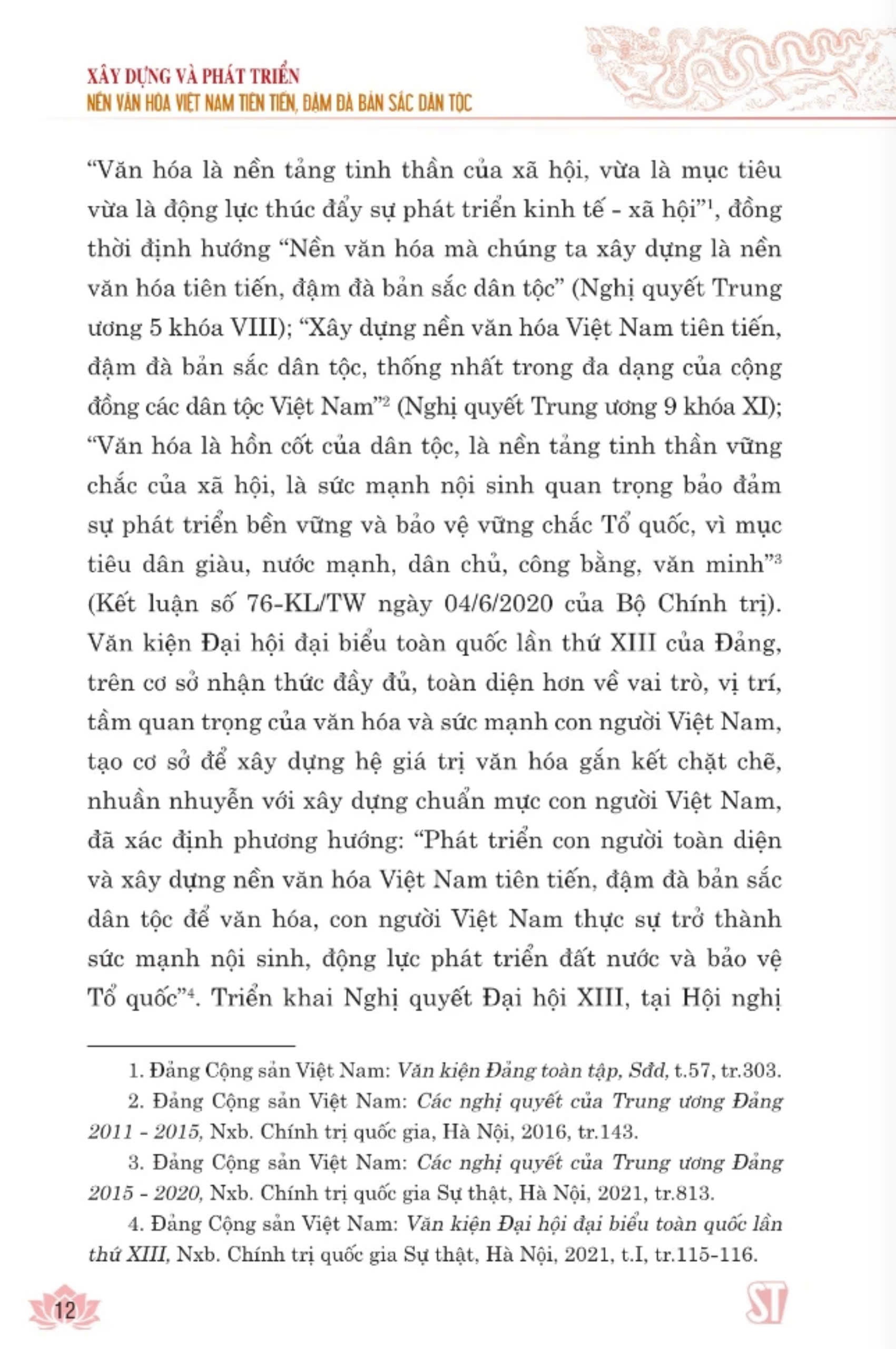 Xây dựng và phát triển nền văn hóa Việt Nam tiên tiến, đậm đà bản sắc dân tộc - bản in 2024